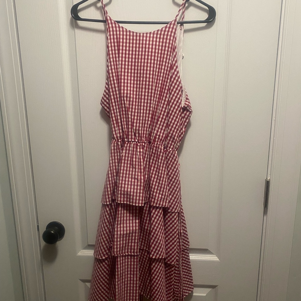 Red Gingham Sleeveless Dress